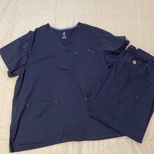 Med Couture Men's Navy Blue Scrub Set, Size 2XL